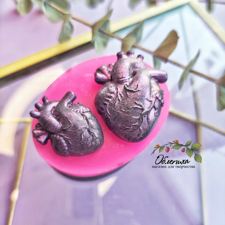 Молд "Два сердца" купить в интернет-магазине Marketclay.ru Облепиха